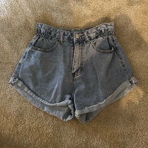 High waisted jean shorts
